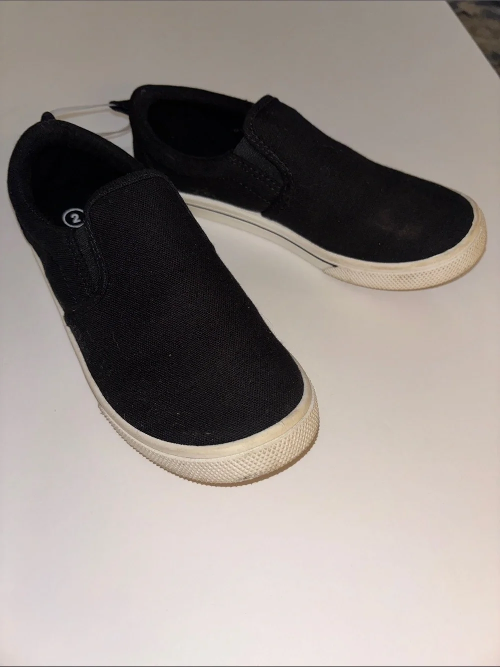 Cat & Jack Black Canvas Slip-On Sneakers with White Soles